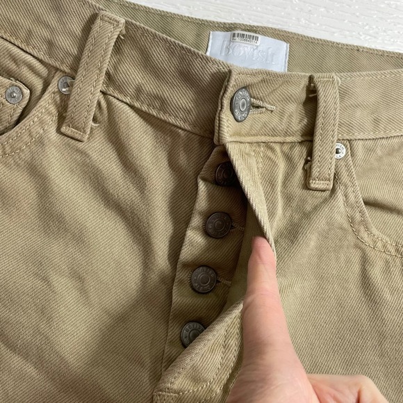 Boyish Tommy High Rise Straight Jeans in The Crowd Khaki Tan Button Fly Size 25 - Picture 5 of 12